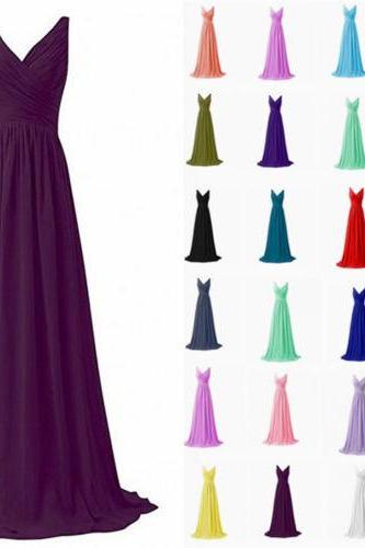 Stock Long Chiffon Prom Dress Bridesmaid Formal Evening Party Cocktail Ball Gown Size 6-20
